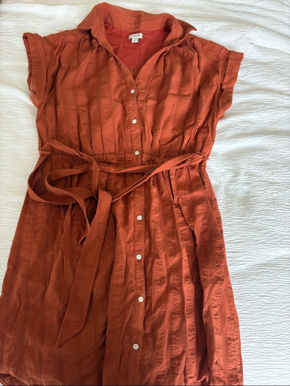J. Crew Rust Button-Front Midi Dress